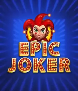 Experience the colorful world of the Epic Joker game by Relax Gaming, highlighting a playful joker with a bright red hairstyle set against a sparkling blue background. This graphic portrays the joy and humor of classic slots, perfect for fans of classic casino aesthetics, delivering a delightful adventure.